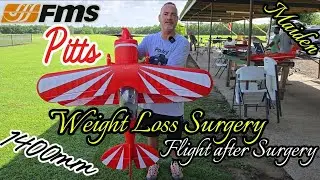 FMS Pitts 1400mm Maiden the all unnecessary weight removed then a flight with the weight gone!!