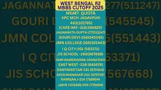 West Bengal Round 2 MBBS Cutoff 2025 MGMT Quota #mbbscutoff2025 #mbbscutoff #westbengalmbbsseats #ug