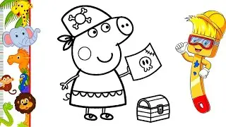 Peppa Pig Pirate Coloring Page 🐷🏴&zwj;☠️ | Easy Coloring for Kids | Fun Cartoon Art