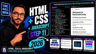 freeCodeCamp HTML Step 11 | JavaScript Intro, h3 Sections & Full Page Structure