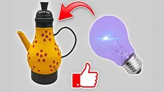 DIy teapot lamp-creative upcycled light Bulb craft