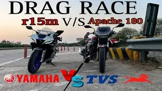 R15M vs Apache rtr 180 2v drag race || YAMAHA vs TVS || FIRST IN YOUTUBE