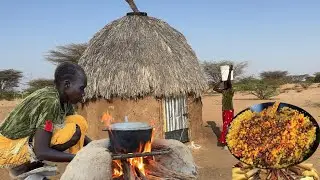 Traditional Sorghum & Yellow Peas Cooked Over Firewood | Village Life
