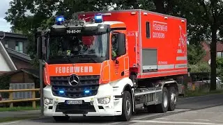 [Großbrand - Hunderte Rundballen im Vollbrand!] Einsatzfahrten Feuerwehr und THW