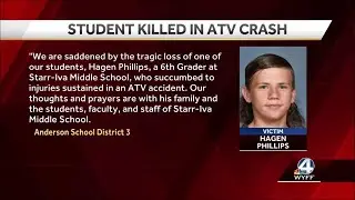 Anderson County middle school student dies after ATV crash, officials say