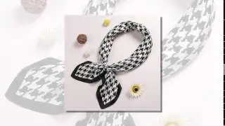 Houndstooth Scarf Square Silk Black White Shawl