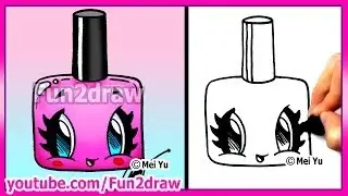 How to Draw Easy Cartoons - Nail Polish Tutorial Cute + Stylish Fun2draw Kawaii
