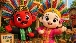warna warni ngarak ondel ondel. betawi