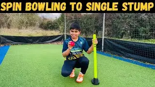 SPIN BOWLING WITH A PINK CRICKET BALL AND SINGLE STUMP IN THE OUTDOOR CRICKET NETS