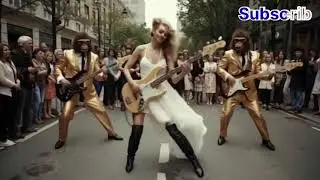 Amazing monkey playing guitar with a beautiful girl by the lively lake in #indonesia #viralvideo