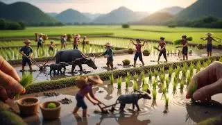 Relaxing Miniature Clay Farming Scene | Tiny Rice Field & Buffalo