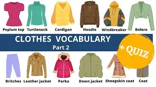 Clothes vocabulary in English || Part 2 || 25 words + Quiz || Learn English with pictures