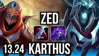 ZED vs KARTHUS (MID) | 9/1/7, 2100+ games, Dominating | KR Grandmaster | 13.24
