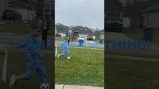 Asher playing soccer with his new soccer goals! I love his confidence in himself!#proud#teamwork