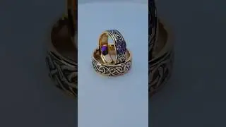 Hand fabricated gold wedding rings with urnes stavkirke pattern. #urnesstavkirke