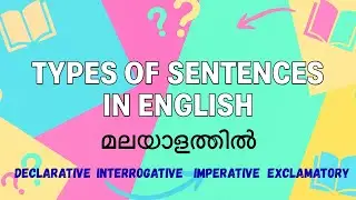 Types of sentences | Declarative, Imperative, Interrogative & Exclamatory | Malayalam Explanation