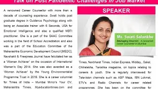 Talk on Post pandemic Challenges in Job Market by Ms. Swati Salunkhe (Managing Director)