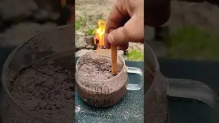 I made the hot chocolate beside fire in the autumn air 🥶☕