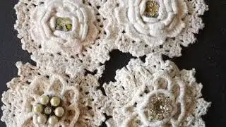 Destash SALE! Vintage Crochet Flower Embellishments for Junk Journals