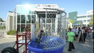 Chancellor Sandeen in the USUAA dunk tank - Campus Kickoff 2019
