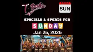 T-Backs Sports Bar and Grill Sports Schedule and Hot Dog Special for Sunday January 25, 2026