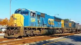 CSXT Q409-16 EMD SD70MAC #4756 leading Ex-Conrail SD60I #8735 & MOW equipment Fayetteville, NC