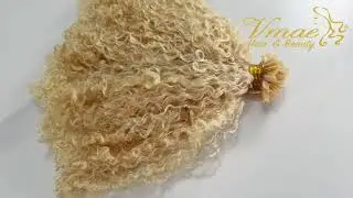 #60 platinum blonde Afro kinky curly K Tip #salonhair #colorhair #hairextensions #ktipextensions