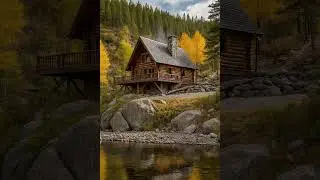 Cabin dreams by the river 🍂 #rusticarchitecture #cabinvibes #autumnescape #cozyretreat #naturelovers