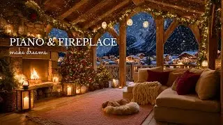 Soothing Piano with Fireplace Sounds 🔥🎹 | Winter Porch Ambience for Sleep Fast