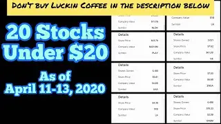 20 Stocks UNDER $20! As of April 11-13, 2020| Chase Way Investing
