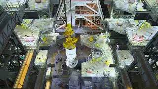 Artemis II Rocket Stacking: Booster Lift & Aft Skirt Installation Timelapse | Space Exploration 2024
