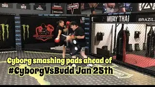 Cris Cyborg smashes pads ahead of Julia Budd Bellator MMA debut Jan 25th