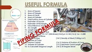 Useful formula in piping and other field.....pipe fitter and pipe fabrication useful formulas .