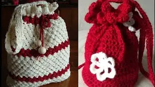 Счастливого Рождества! Красочные вязаные крючком сумки и кошельки ручной работы с изображением Са...
