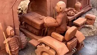 DIY creative craftsmanship | rural craftsmen use mud to shape tractor children's toys#02-kimhuo