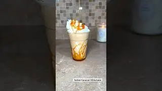 Salted Caramel Milkshake #asmr #asmrvideo #drink #milkshake #caramel #athomevlog #coffee #icedcoffee