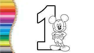 Number 1 Drawing | Cute Cartoon Coloring Page for Kids | Easy Number Drawing
