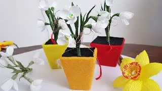 How to make an orange box with paper snowdrops