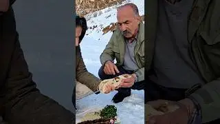 Lamb Liver & Heart Kebab over a Campfire on a Snowy mountain❄️🔥 #slowliving #cooking #food #village