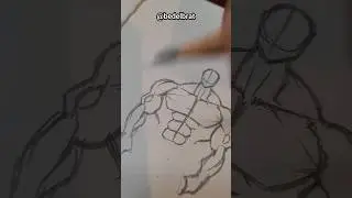 Drawing an UNREALISTICALLY MUSCULAR MALE BODY💀🔥! #anime #anatomy #tutorial
