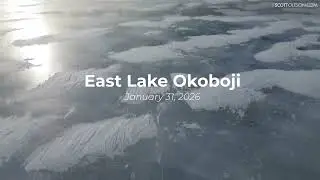 East Lake Okoboji Winter 2026 Aerial Sky View Frozen Lake Ice
