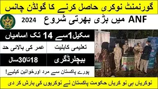 ANF Jobs 2024 Online Apply | Anti narcotics Force Pakistan jobs 2024|New Jobs 2023 In Pakistan Today