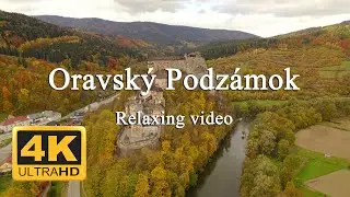 4K Oravsk&yacute; Podz&aacute;mok na jeseň - Orava Slovakia. Autumn relaxing video drone. Orava castle DJI Air 2S