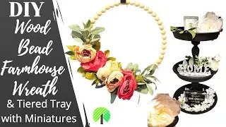 *NEW* FARMHOUSE WOOD BEAD WREATH 🌷 NEW DOLLAR TREE SPRING DECOR CRAFTS