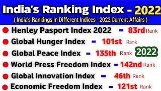 Index 2022 | India's Rank in Various Indexes 2022 | Index 2022 Current Affairs in English |
