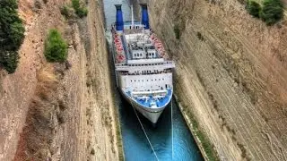 Ship traffic in Corinth Canal - Greece