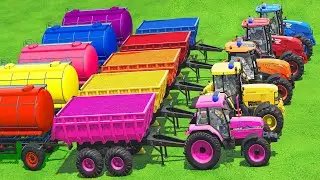 GIANT TRACTORS OF COLORS! CASE & J. DEERE & MCCORMICK TRANSPORT WITH MAN TRUCK - SUGARBEET JOB! FS22