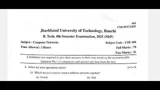 JUT B.tech 4th Sem CSE Computer Networks PYQ 2025 #jut #btech #questionpaper #jut #cse #nep 