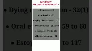 Most important sections of evidence act 💥💥 #law #shortvideos