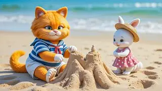 Tiny Cat & Rabbit in Love 🌊💖 | Cute Sea Adventure Doing Human Things | Kids Cartoon Animation
